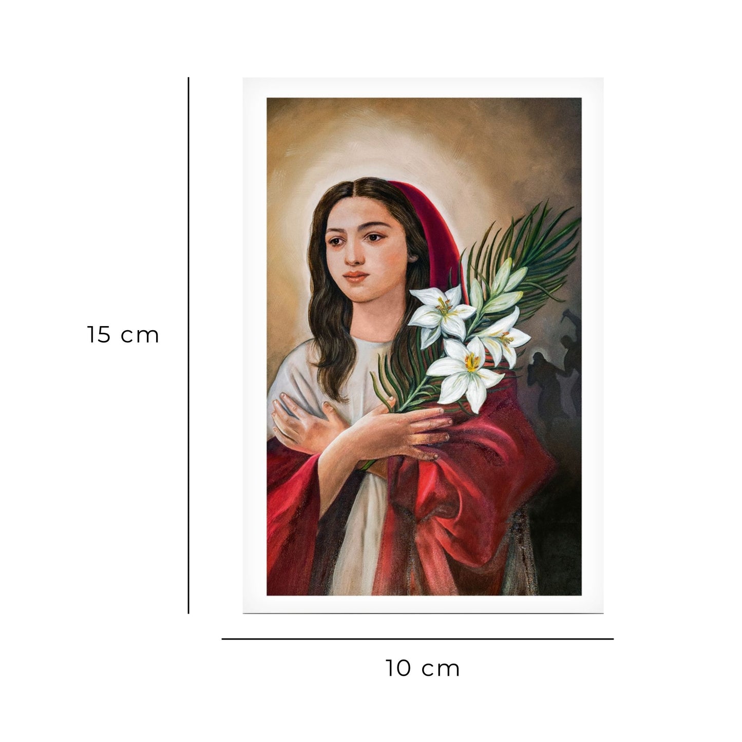 Cartolina santa Maria Goretti con retro preghiera a santa Maria Goretti di san Giovanni Paolo II