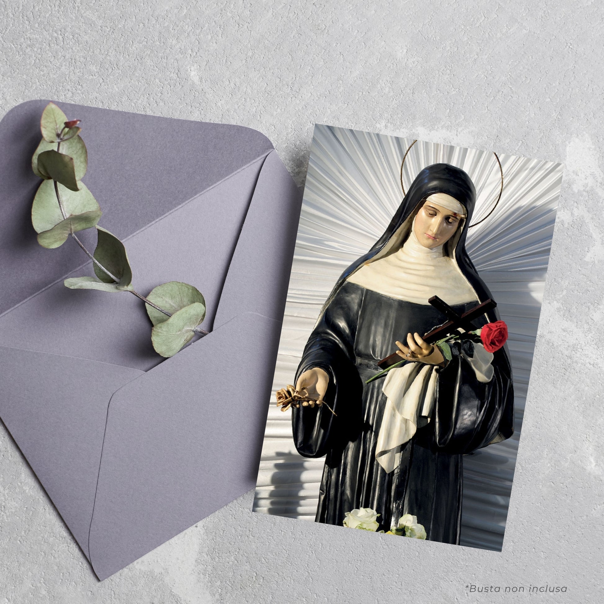 Cartolina Santa Rita con retro "Preghiera del lavoratore"