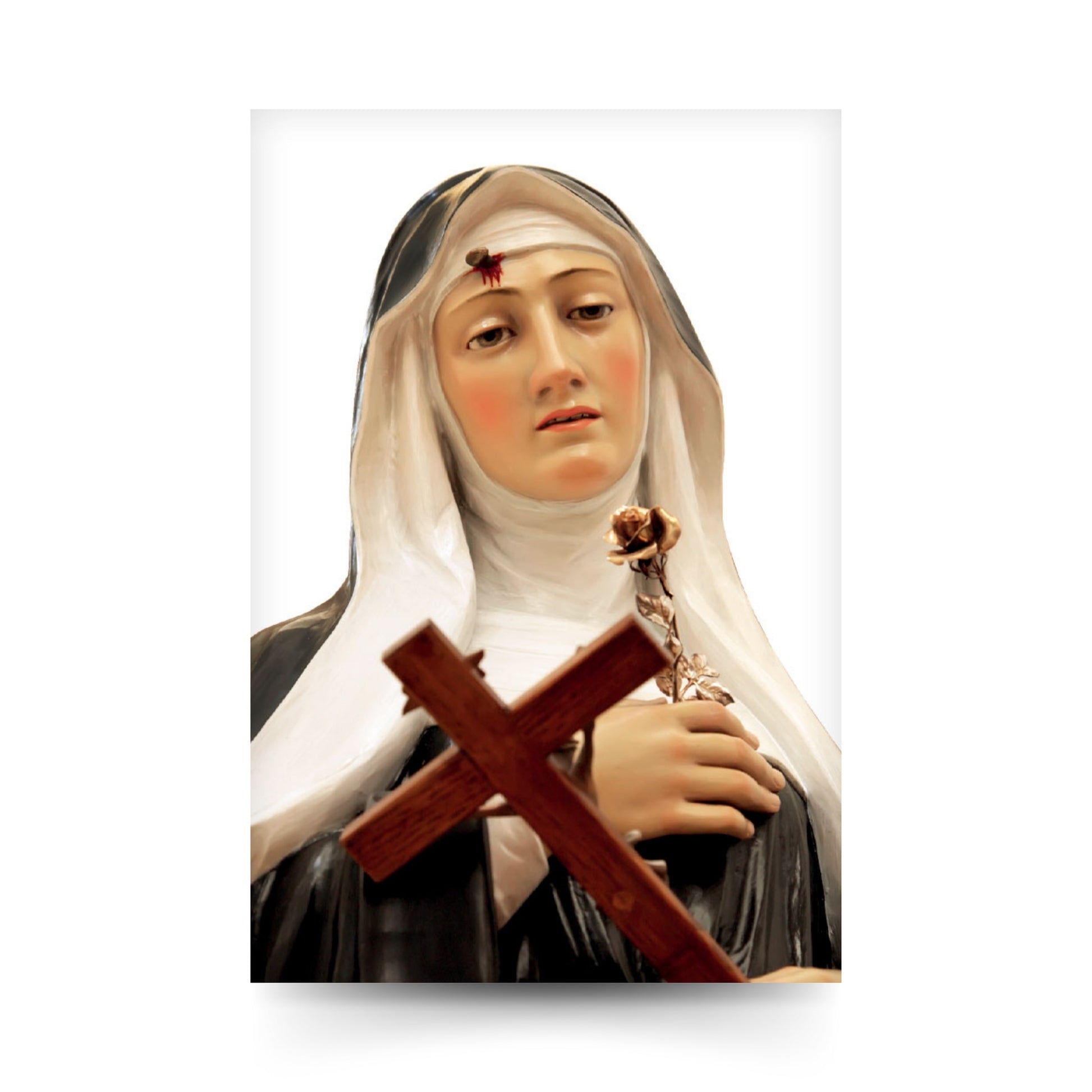 Cartolina Santa Rita con retro "Preghiera a santa Rita modello di vita cristiana"