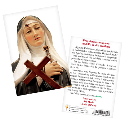 Cartolina Santa Rita con retro "Preghiera a santa Rita modello di vita cristiana"