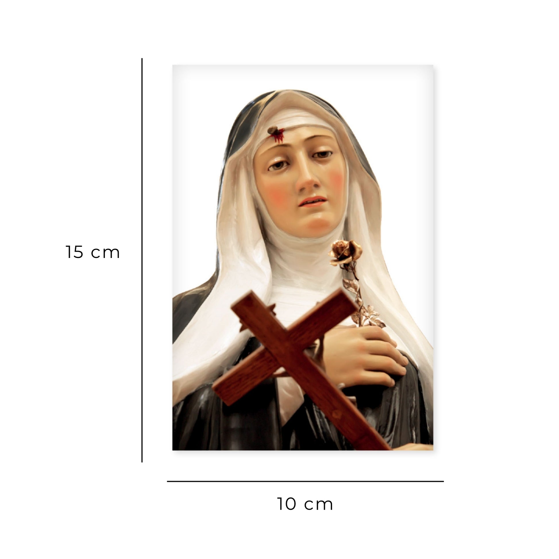 Cartolina Santa Rita con retro "Preghiera a santa Rita modello di vita cristiana"