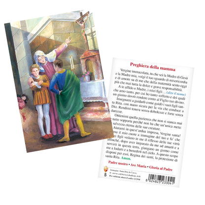 Cartolina santa Rita con retro preghiera della mamma