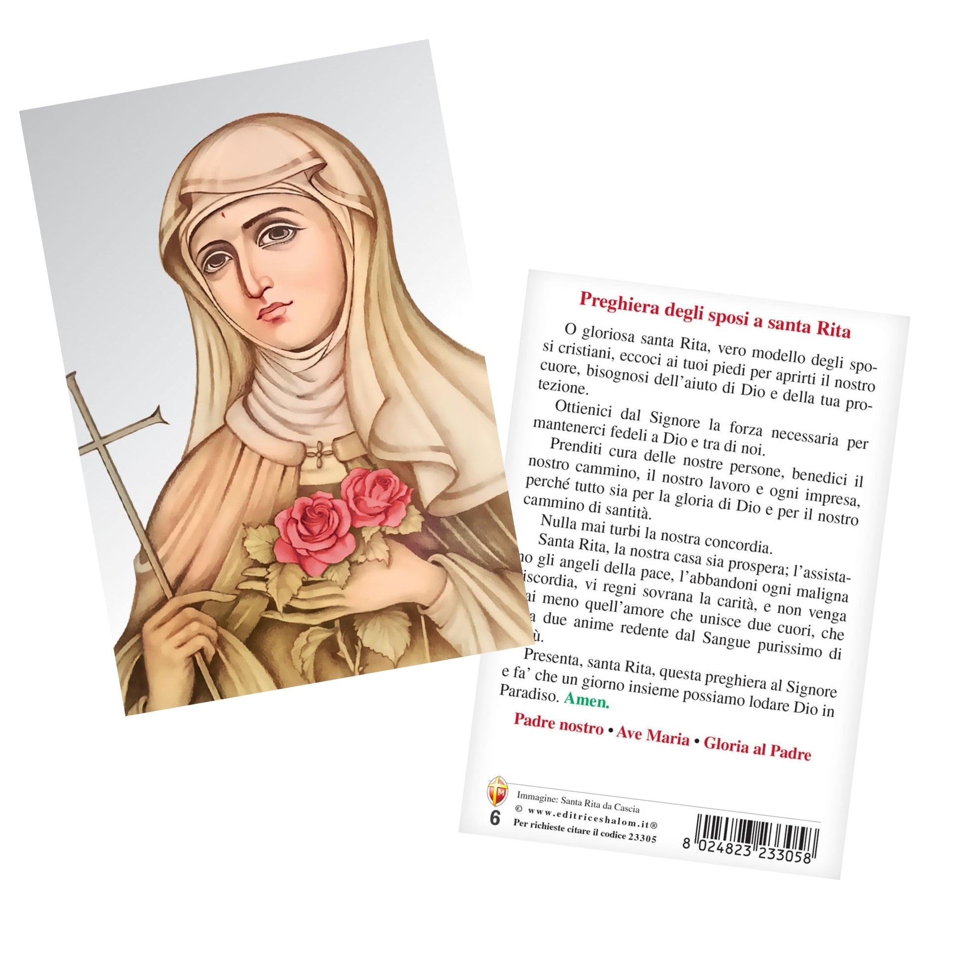 Cartolina Santa Rita con retro "Preghiera degli sposi a santa Rita"