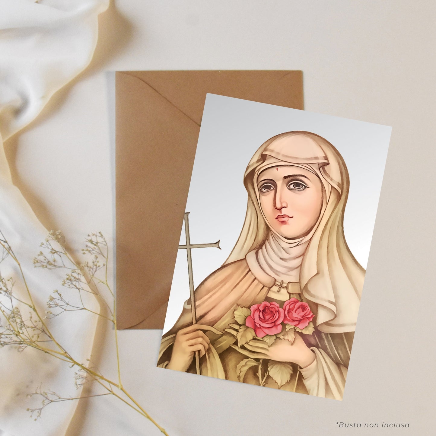 Cartolina Santa Rita con retro "Preghiera degli sposi a santa Rita"