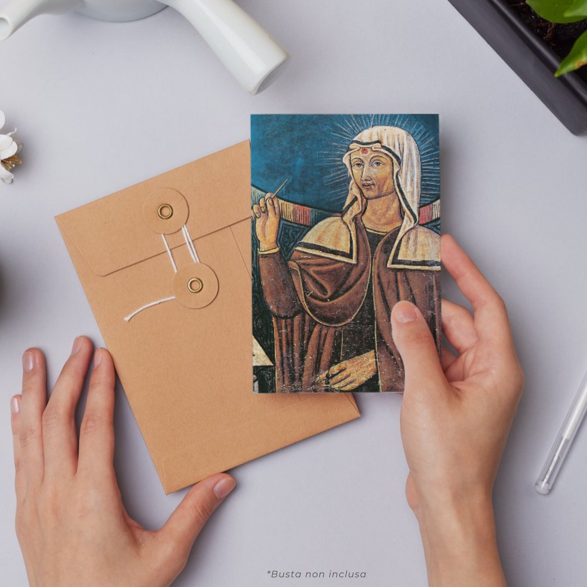 Cartolina santa Rita con retro "Preghiera a santa RIta per un infermo"
