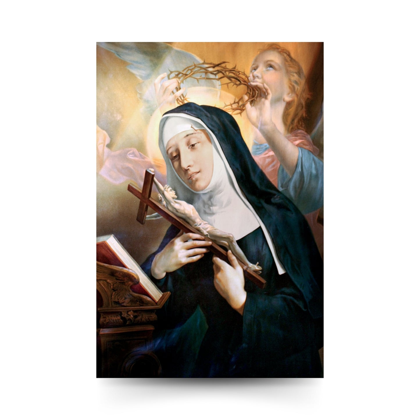 Cartolina santa Rita con retro "Preghiera a santa Rita per la pace in famiglia"
