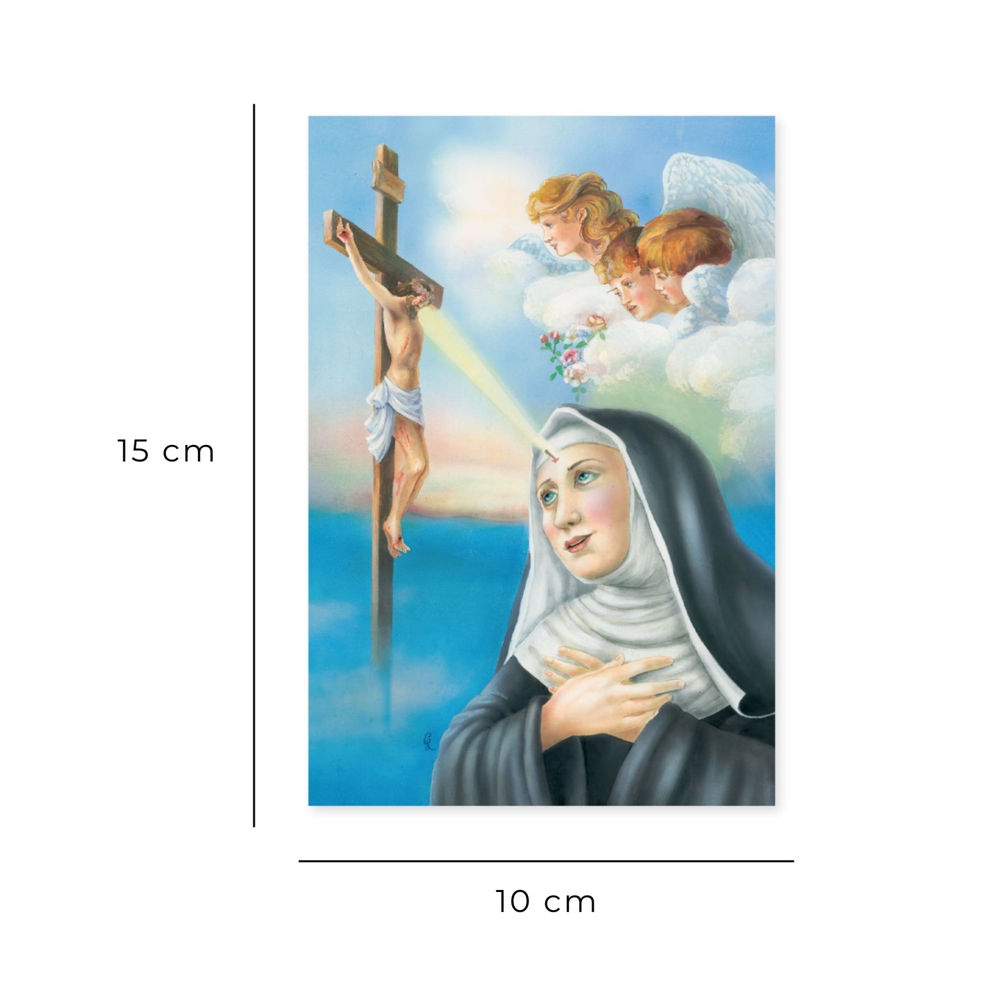 Cartolina santa Rita con retro "Preghiera dell'autista a santa Rita"