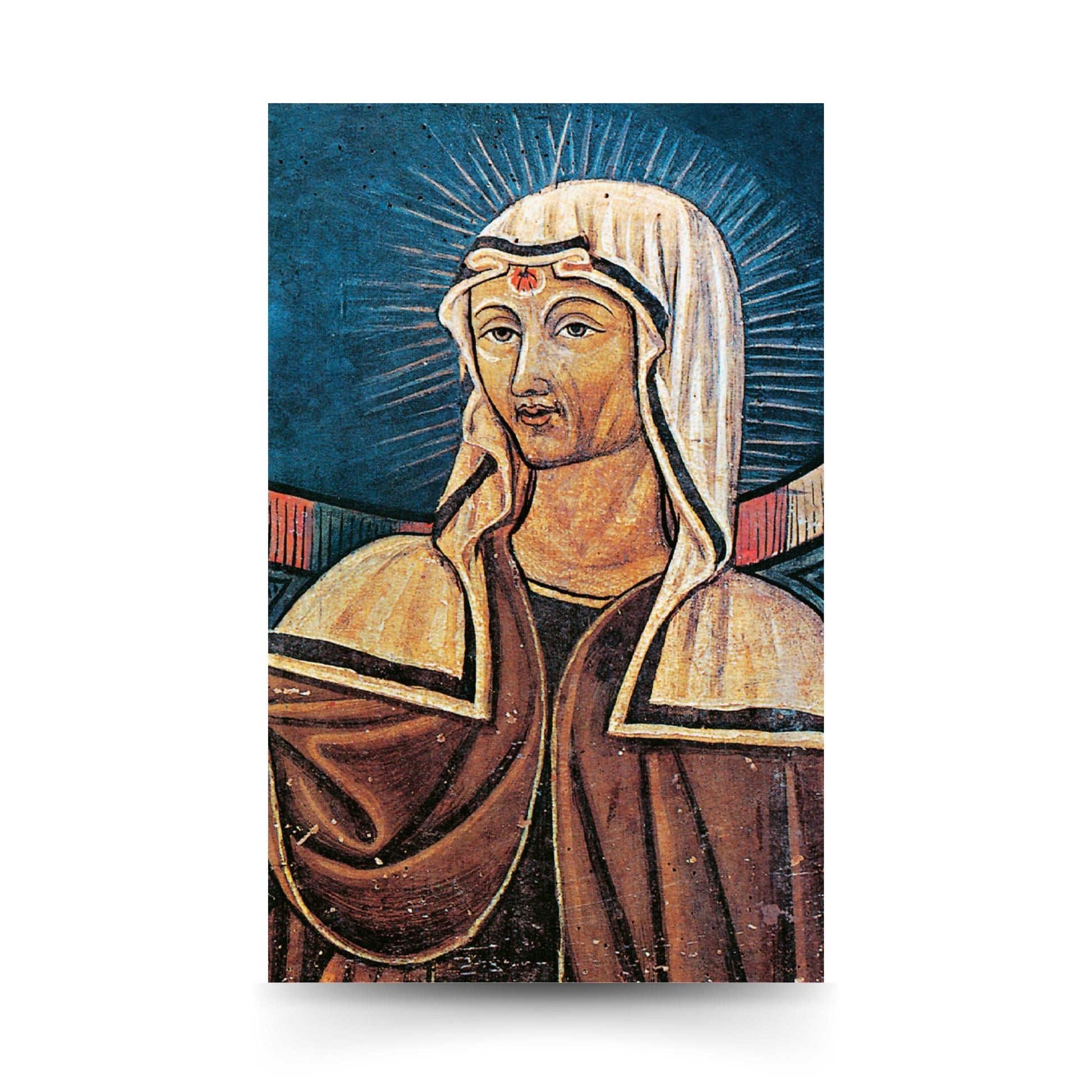 Cartolina santa Rita con retro "Preghiera a santa Rita per le anime del Purgatorio"
