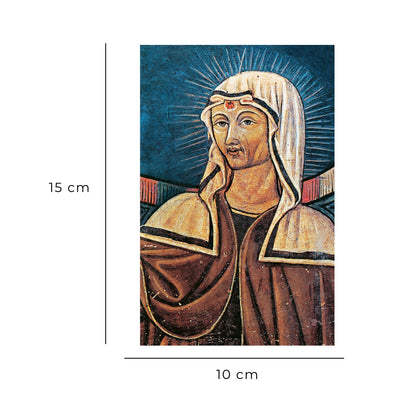 Cartolina santa Rita con retro "Preghiera a santa Rita per le anime del Purgatorio"
