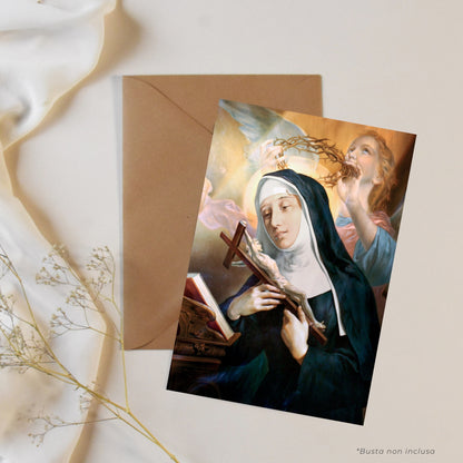 Cartolina santa Rita con retro "Preghiera per chiedere una grazia"