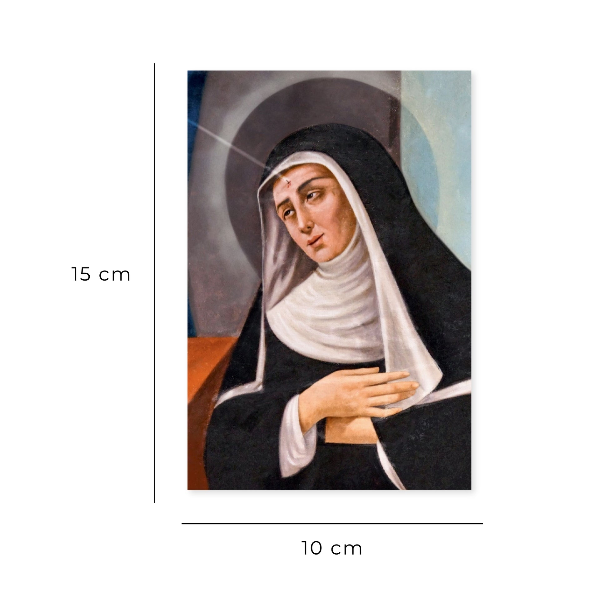 Cartolina santa Rita con retro "Preghiera a santa Rita per la conversione"