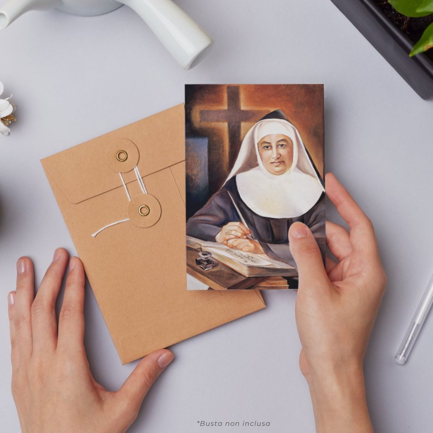 Cartolina alla beata Maria Teresa Fasce con retro "Preghiera alla beata Maria Teresa Fasce per chiedere una grazia"