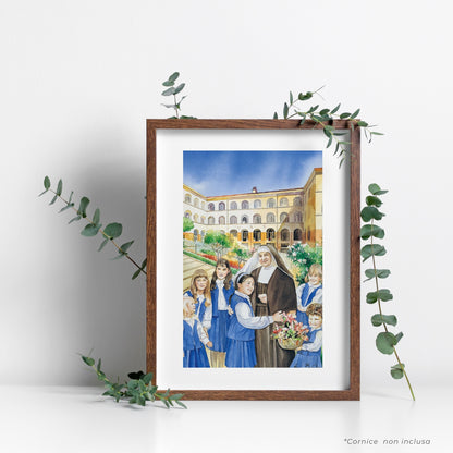 Cartolina alla beata Maria Teresa Fasce con retro "Preghiera alla beata Maria Teresa Fasce per gli sposi che desiderano avere figli"
