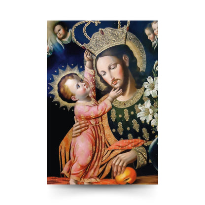 Cartolina San Giuseppe e Gesù bambino. Sul retro "Affidamento dell'Italia a san Giuseppe"