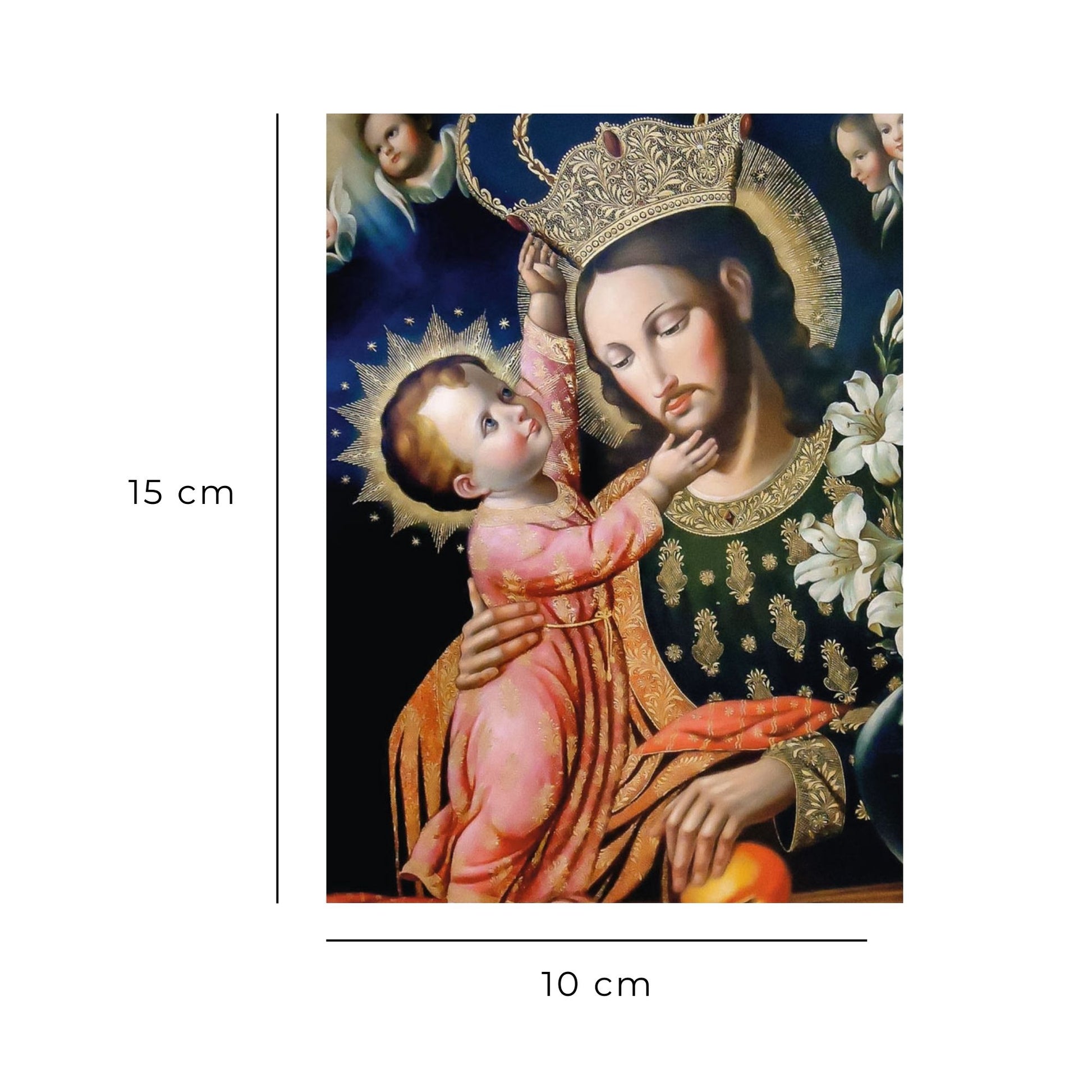 Cartolina San Giuseppe e Gesù bambino. Sul retro "Affidamento dell'Italia a san Giuseppe"