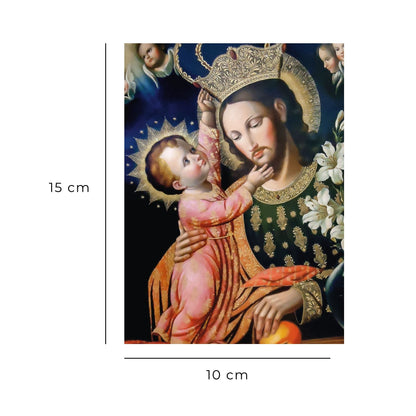 Cartolina San Giuseppe e Gesù bambino. Sul retro "Affidamento dell'Italia a san Giuseppe"