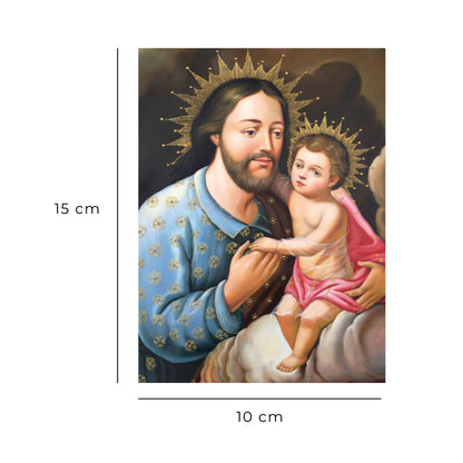 Cartolina San Giuseppe e Gesù Bambino. Sul retro "San Giuseppe, il giusto, il silenzioso"