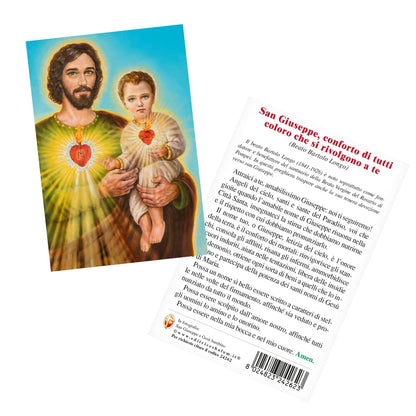 Cartolina San Giuseppe e Gesù Bambino. Sul retro "San Giuseppe, conforto di tutti coloro che si rivolgono a te"