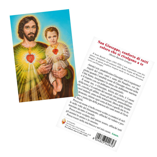 Cartolina San Giuseppe e Gesù Bambino. Sul retro "San Giuseppe, conforto di tutti coloro che si rivolgono a te"