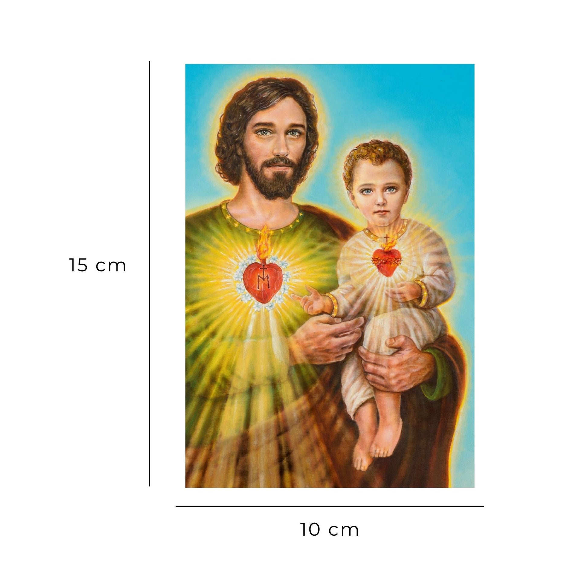Cartolina San Giuseppe e Gesù Bambino. Sul retro "San Giuseppe, conforto di tutti coloro che si rivolgono a te"
