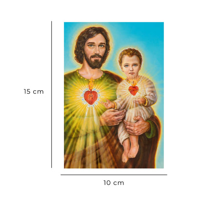 Cartolina San Giuseppe e Gesù Bambino. Sul retro "San Giuseppe, conforto di tutti coloro che si rivolgono a te"