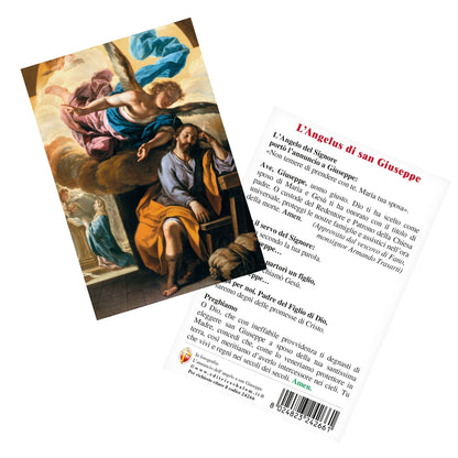 Cartolina Annuncio dell'angelo a San Giuseppe. Sul retro "L'Angelus di San Giuseppe"