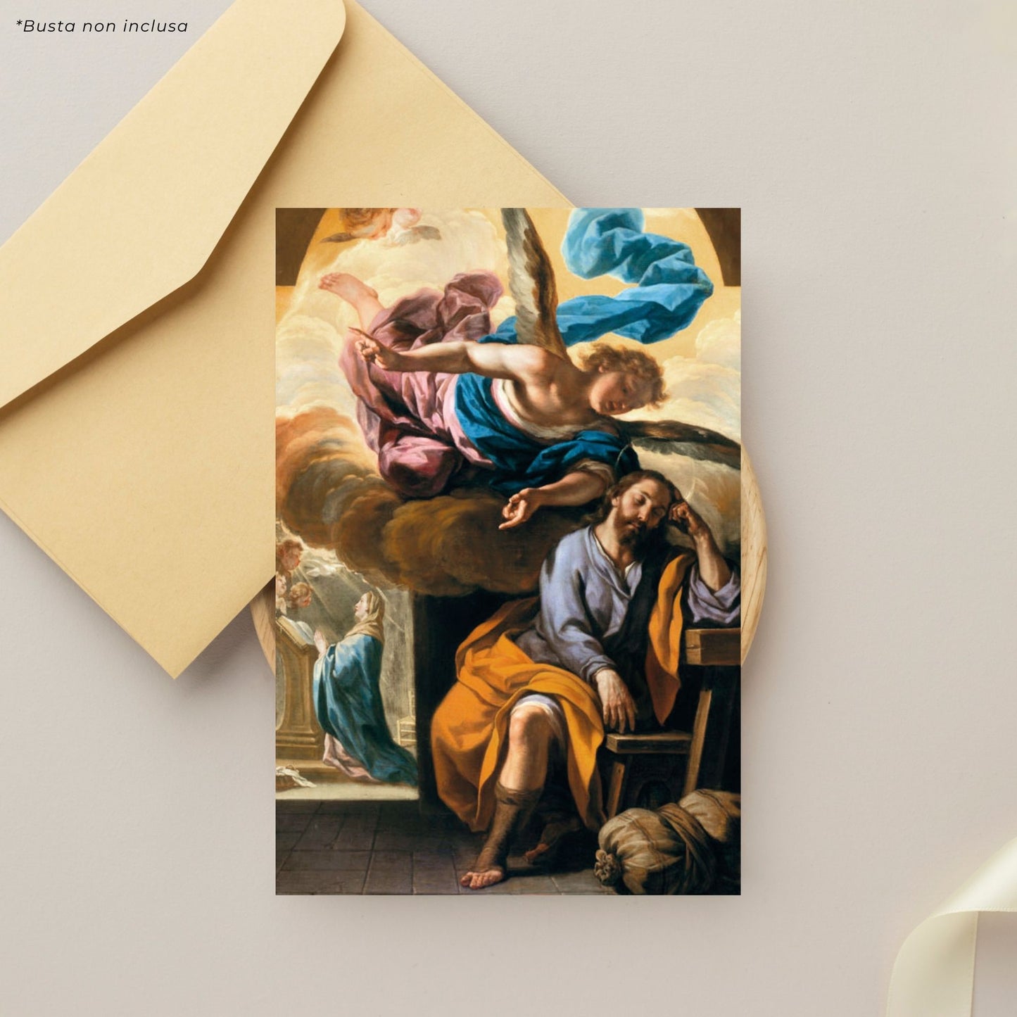 Cartolina Annuncio dell'angelo a San Giuseppe. Sul retro "L'Angelus di San Giuseppe"