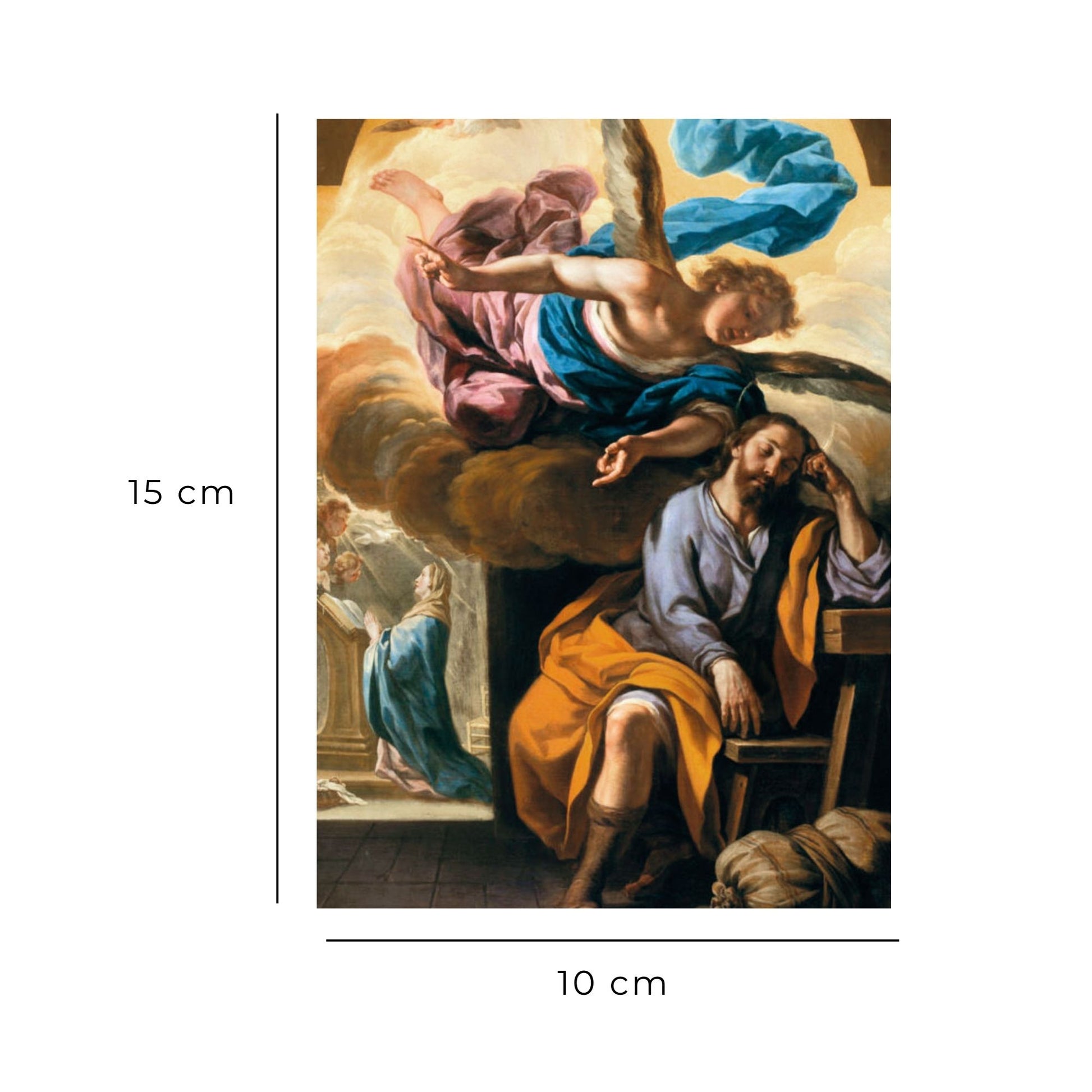 Cartolina Annuncio dell'angelo a San Giuseppe. Sul retro "L'Angelus di San Giuseppe"