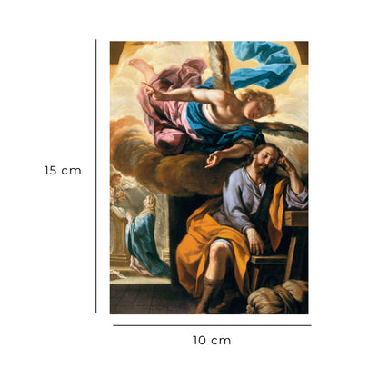 Cartolina Annuncio dell'angelo a San Giuseppe. Sul retro "L'Angelus di San Giuseppe"