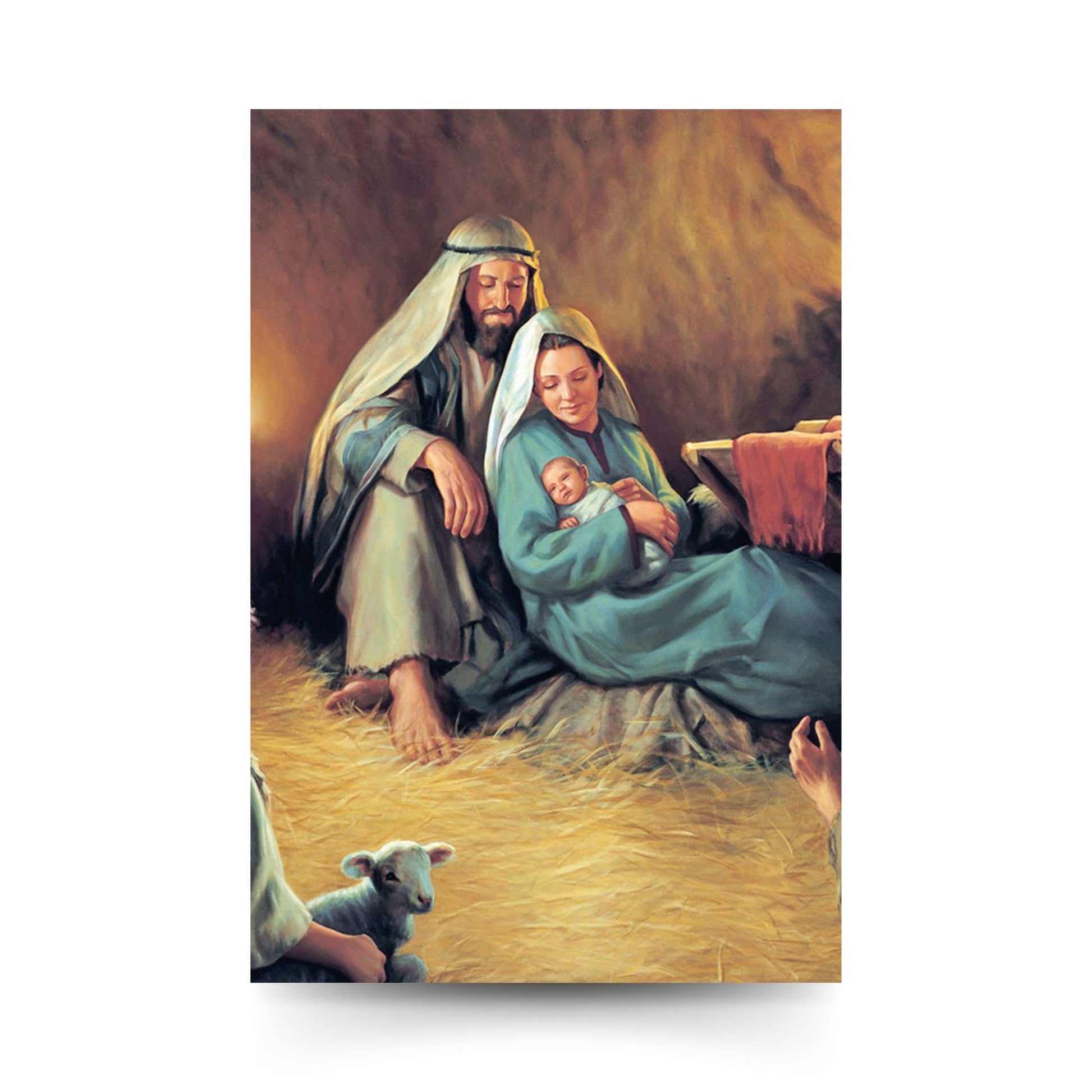 Cartolina Santa Famiglia. Sul retro "Lode a San Giuseppe"