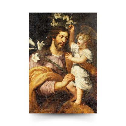 Cartolina San Giuseppe e Gesù Bambino. Sul retro "Glorioso padre san Giuseppe"