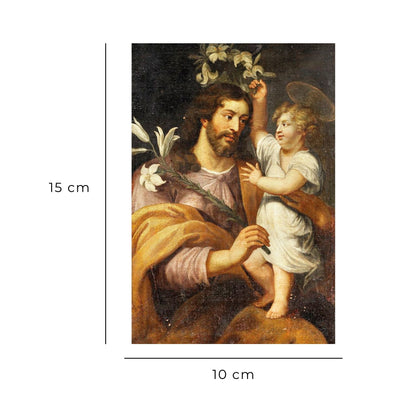 Cartolina San Giuseppe e Gesù Bambino. Sul retro "Glorioso padre san Giuseppe"