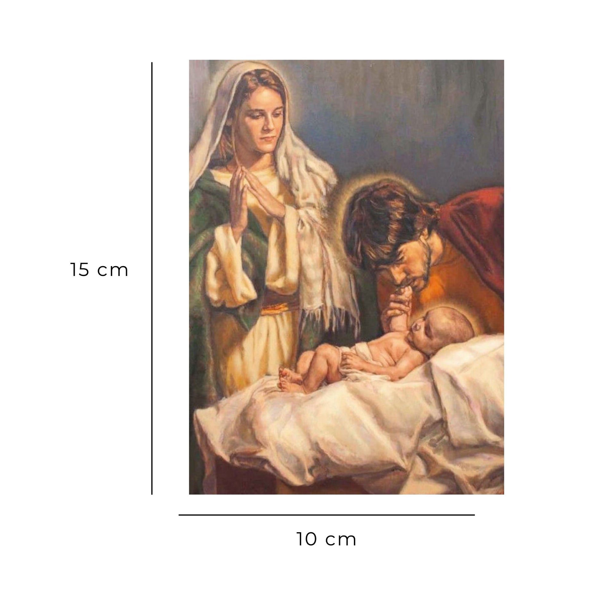 Cartolina Santa Famiglia. Sul retro "San Giuseppe, ci affidiamo alle tue cure"