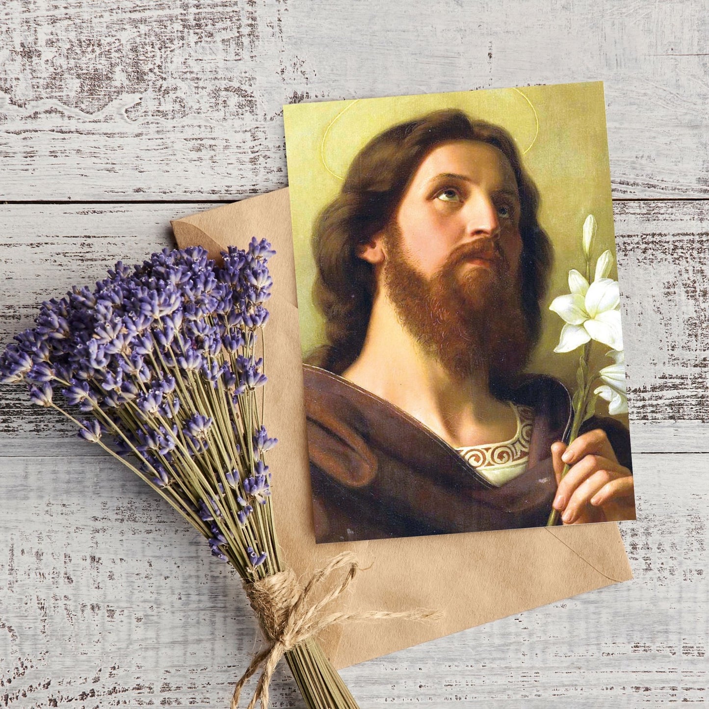 Cartolina San Giuseppe. Sul retro "San Giuseppe, tutti speriamo e confidiamo in te"