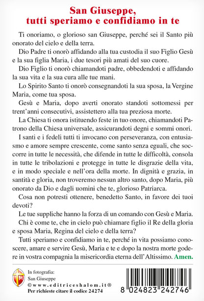 Cartolina San Giuseppe. Sul retro "San Giuseppe, tutti speriamo e confidiamo in te"