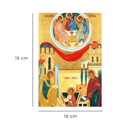 Cartolina Icona Santa Famiglia. Sul retro "San Giuseppe, intercedi per noi"