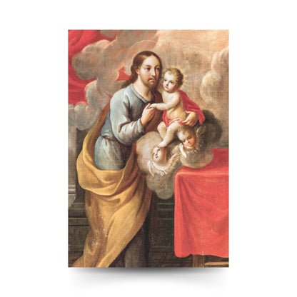 Cartolina San Giuseppe e Gesù Bambino. Sul retro "San Giuseppe, intercedi per me"