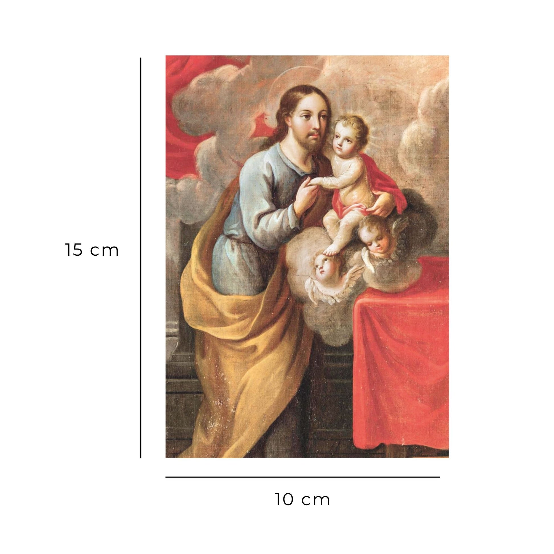 Cartolina San Giuseppe e Gesù Bambino. Sul retro "San Giuseppe, intercedi per me"