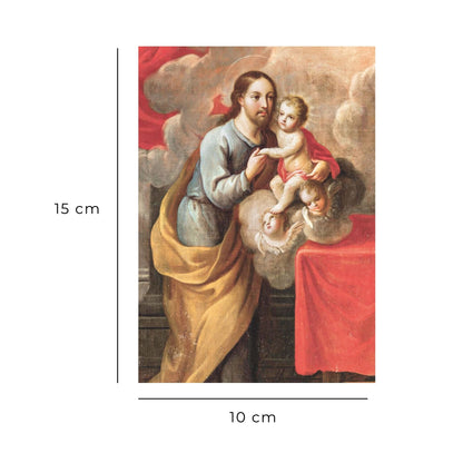 Cartolina San Giuseppe e Gesù Bambino. Sul retro "San Giuseppe, intercedi per me"