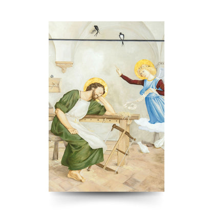 Cartolina San Giuseppe dormiente. Sul retro "Insegnami l'abbandono nella provvidenza"
