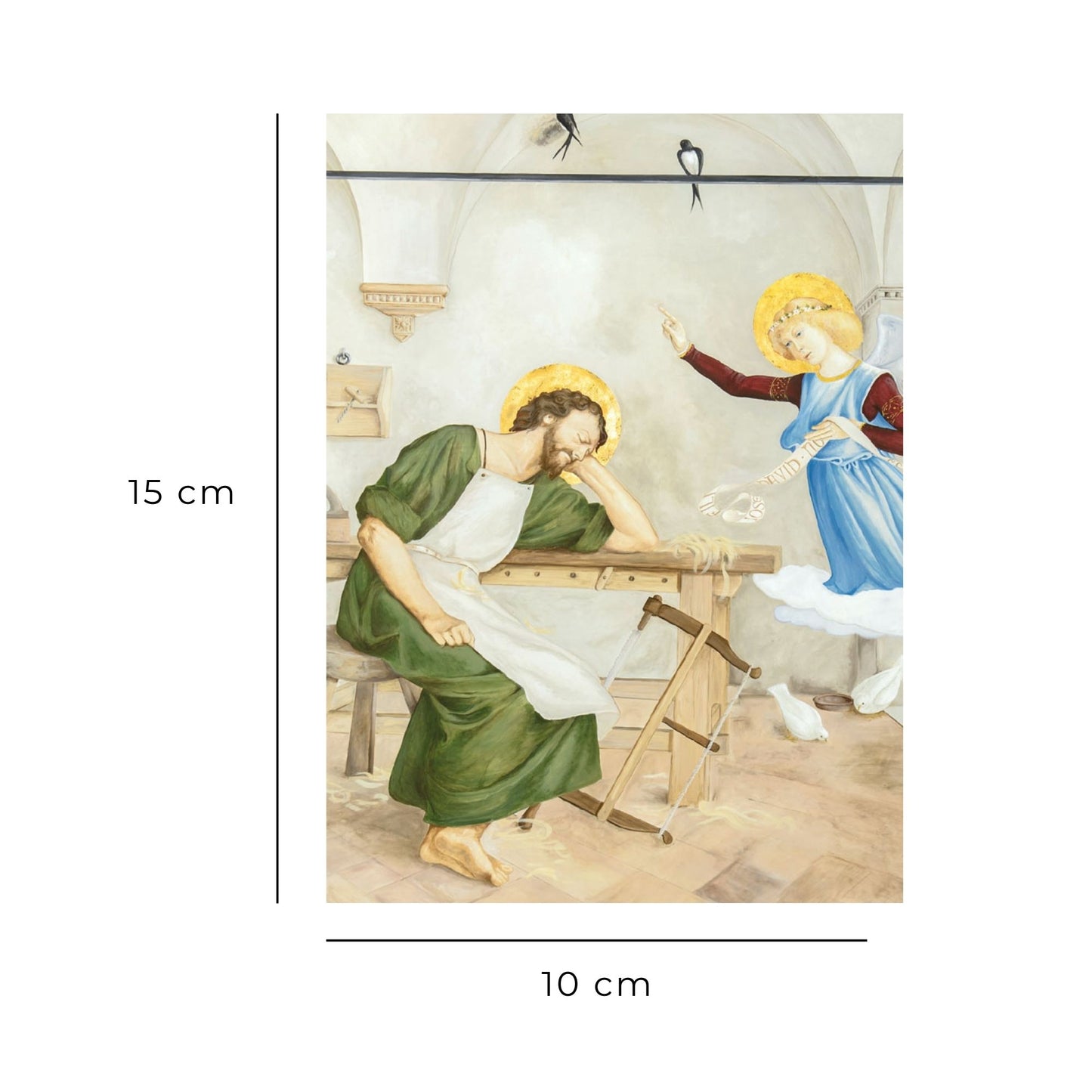 Cartolina San Giuseppe dormiente. Sul retro "Insegnami l'abbandono nella provvidenza"