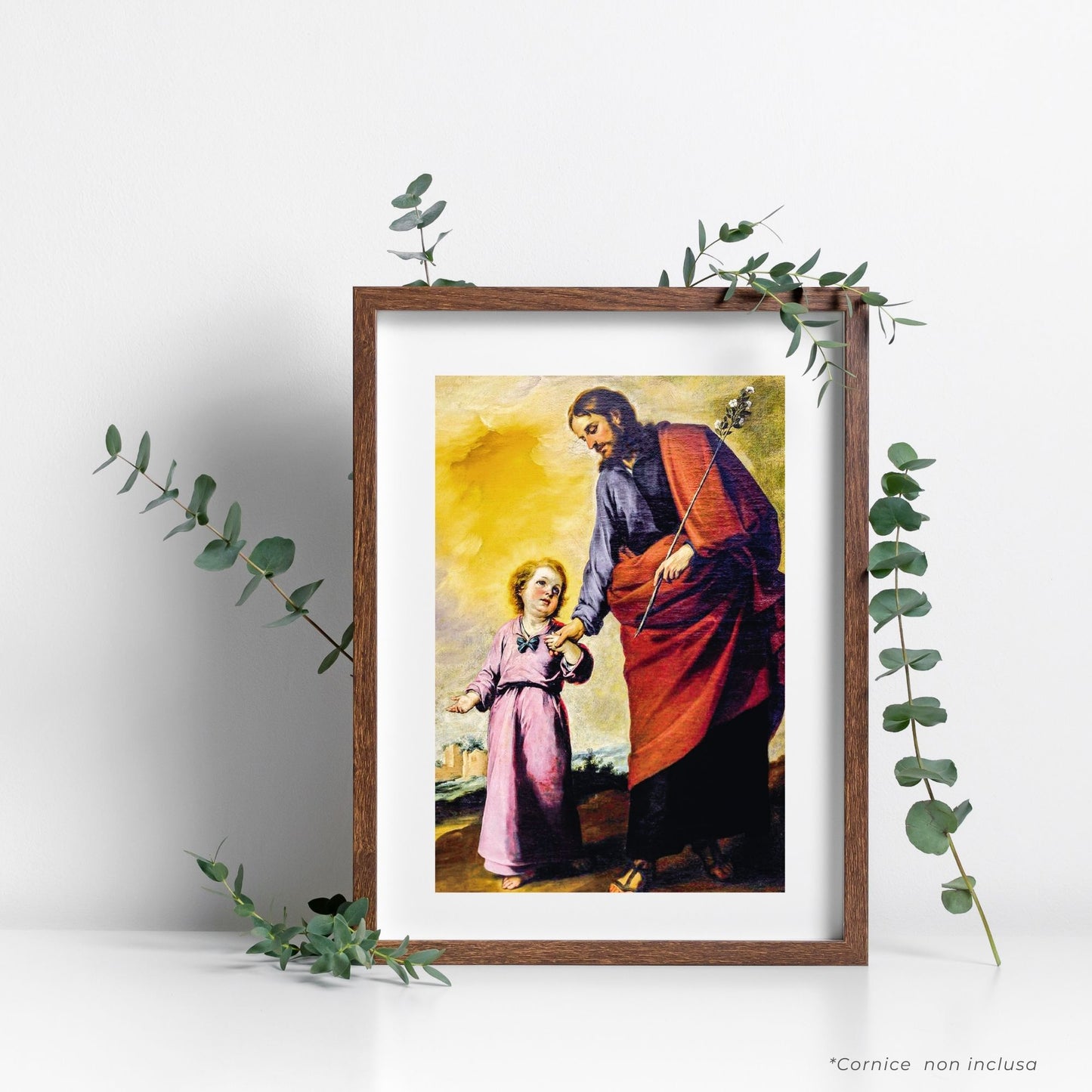 Cartolina San Giuseppe e Gesù Bambino. Sul retro "Un giovane a San Giuseppe"