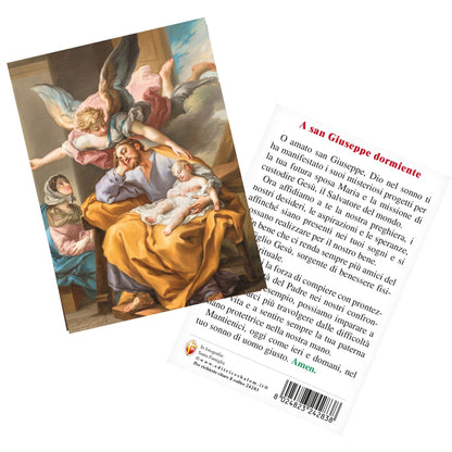 Cartolina Santa Famiglia. Sul retro "A San Giuseppe dormiente"