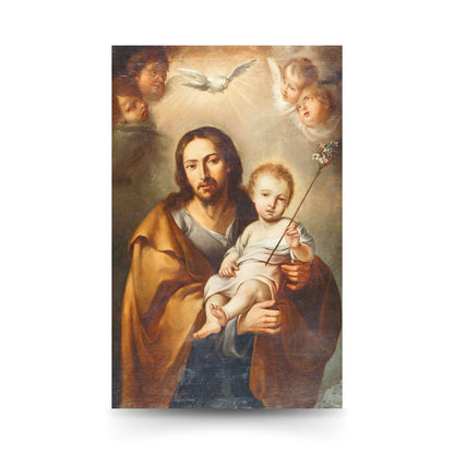 Cartolina San Giuseppe e Gesù Bambino. Sul retro "San Giuseppe, a te mi affido"