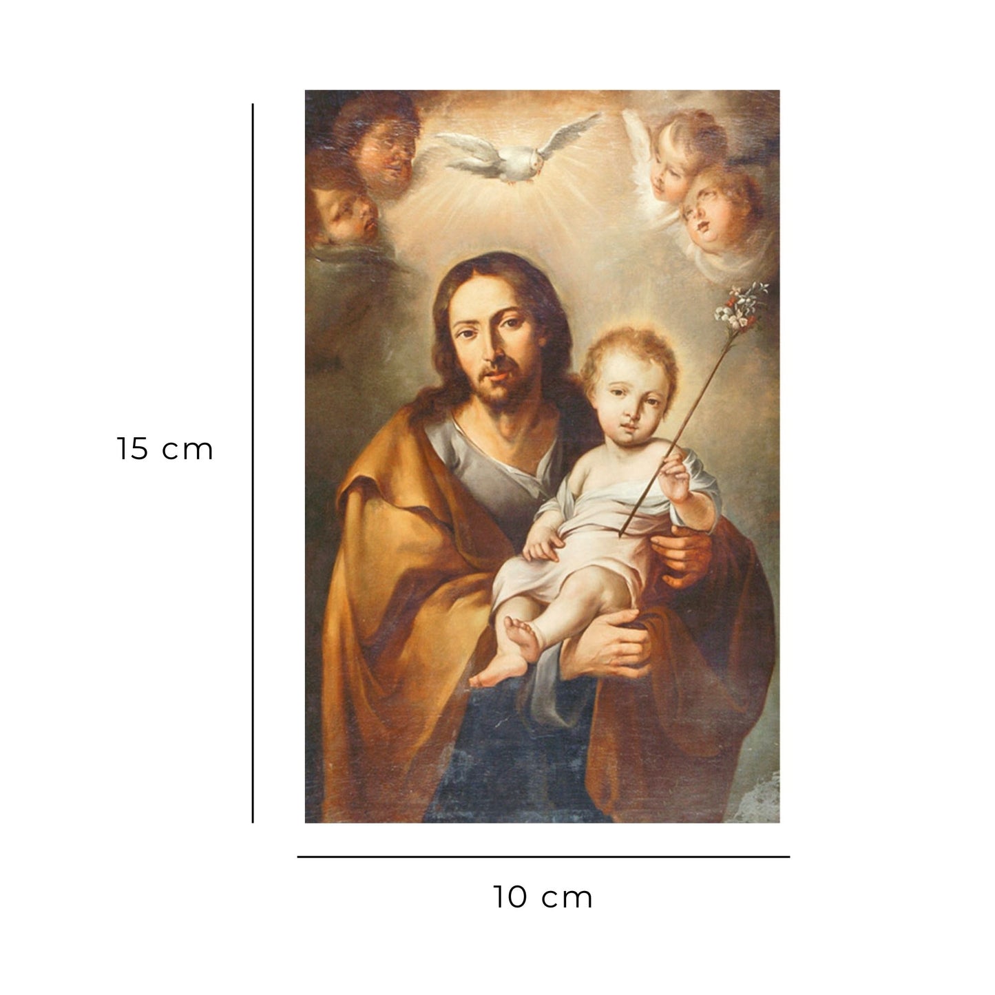 Cartolina San Giuseppe e Gesù Bambino. Sul retro "San Giuseppe, a te mi affido"