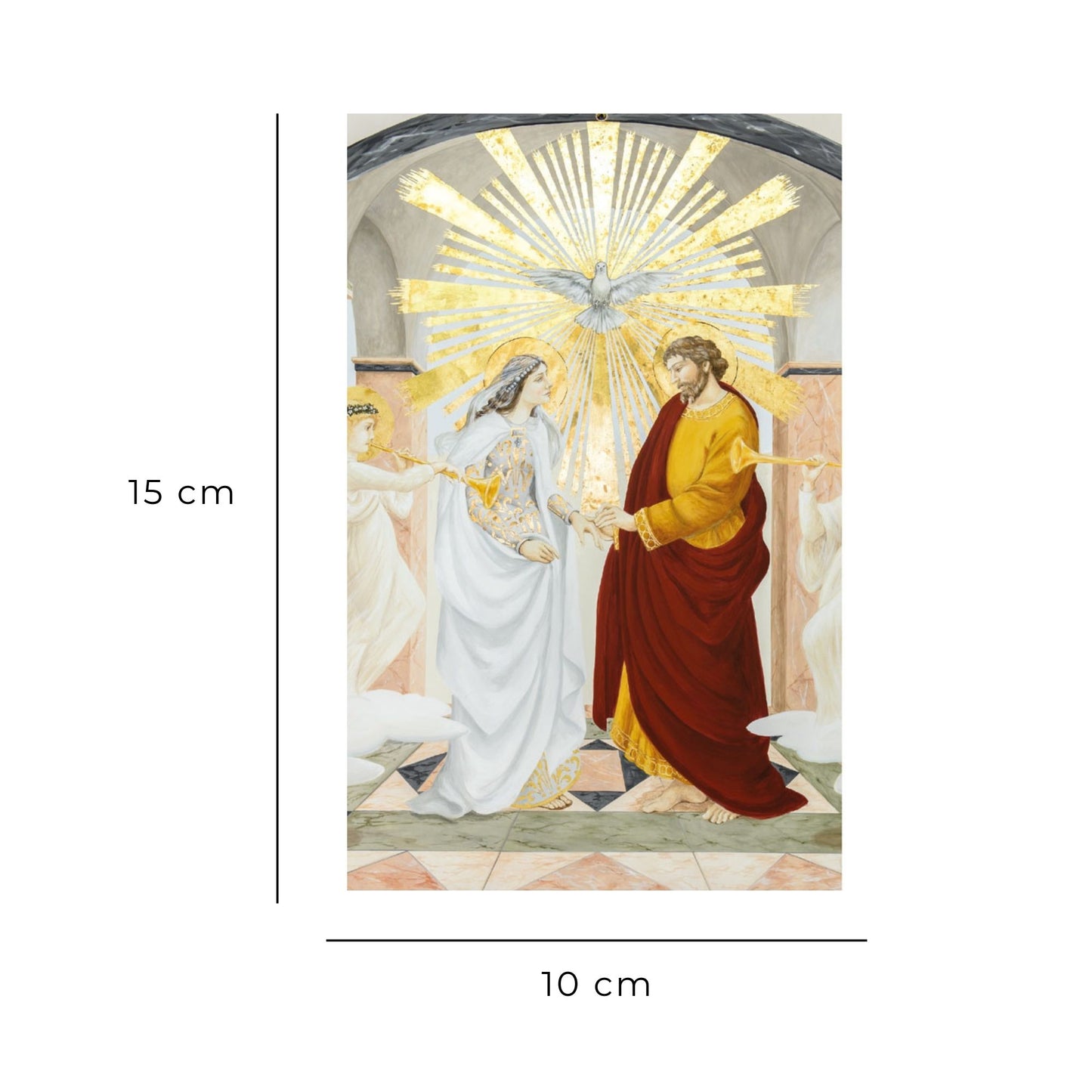 Cartolina Santi Sposi Maria e Giuseppe. Sul retro "Preghiera degli sposi nel giorno della festa di san Giuseppe"