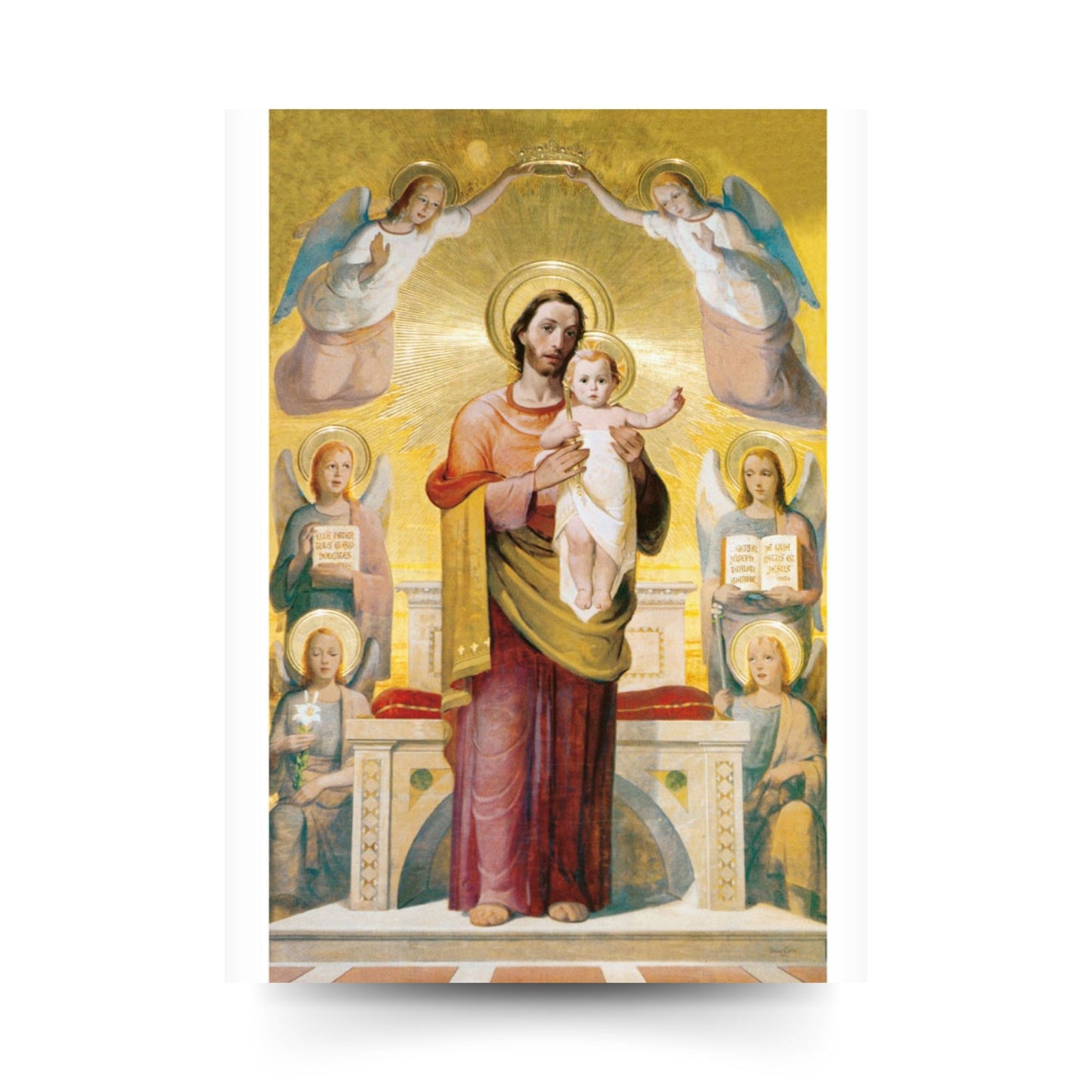Cartolina San Giuseppe e Gesù Bambino. Sul retro "O caro san Giuseppe"