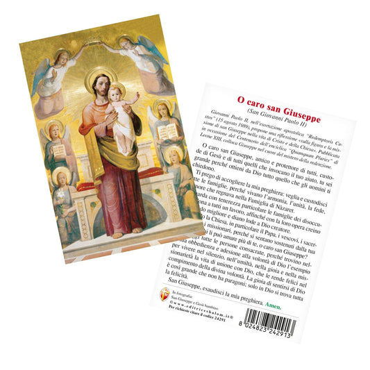Cartolina San Giuseppe e Gesù Bambino. Sul retro "O caro san Giuseppe"