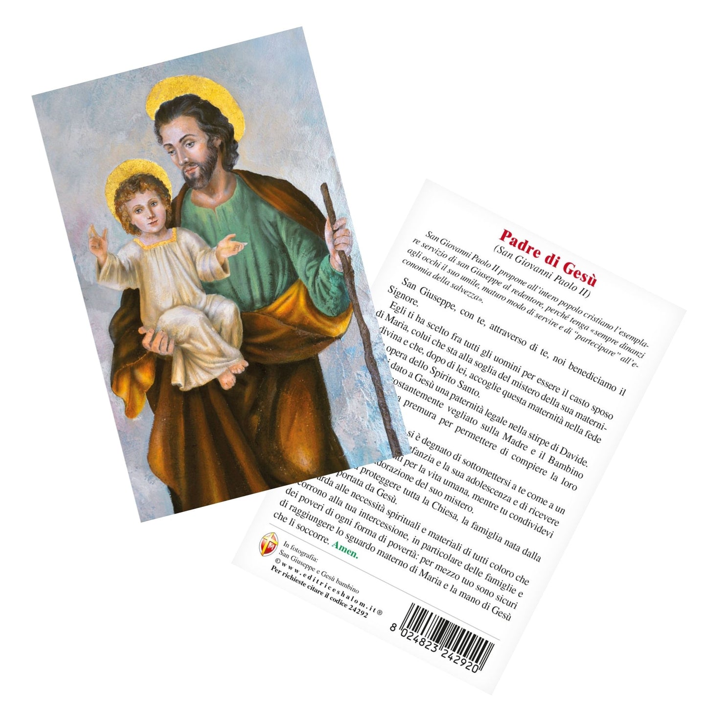Cartolina San Giuseppe e Gesù Bambino. Sul retro "Padre di Gesù"