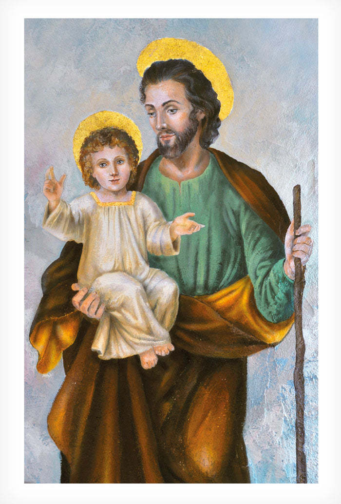 Cartolina San Giuseppe e Gesù Bambino. Sul retro "Padre di Gesù"